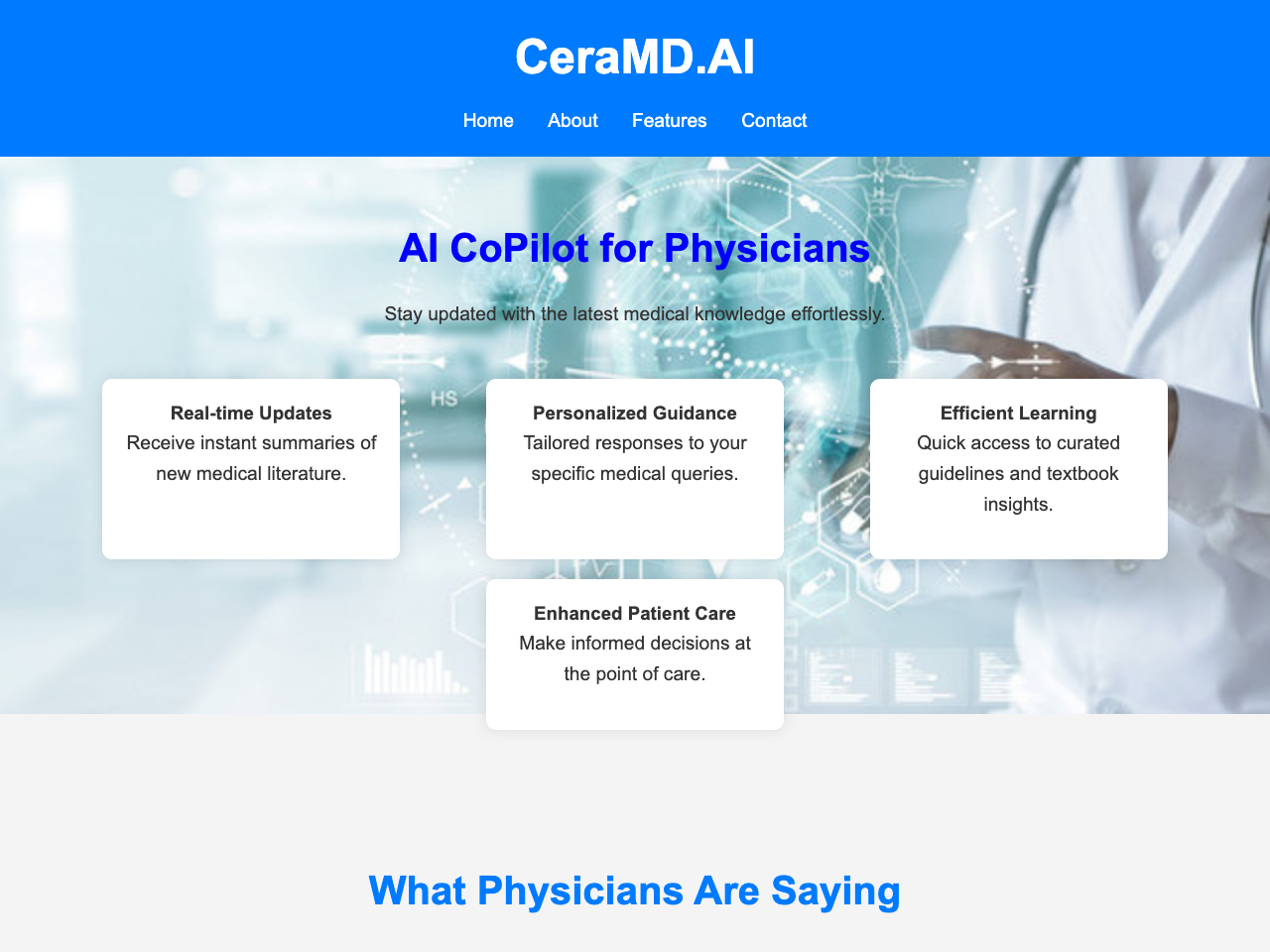 CeraMD.AI: AI CoPilot Revolutionizing Physician Workflows webpage by Vishal Dey